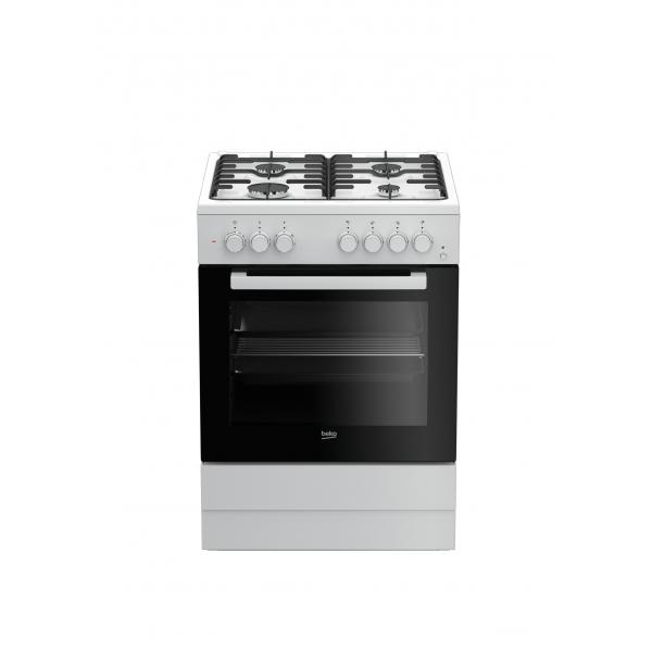Beko fse62110dw cucina a gas forno elettrico multifunzione ventilato capacita` 66 litri classe energetica a 4 fuochi 60 cm bianco