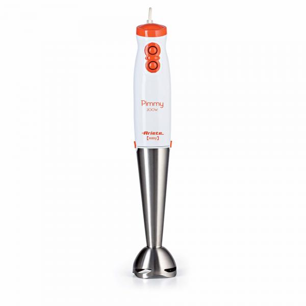 Ariete 881 pimmy 200 frullatore ad immersione 200 watt, gambo staccabile in acciaio inox bianco/arancio e acciaio inox