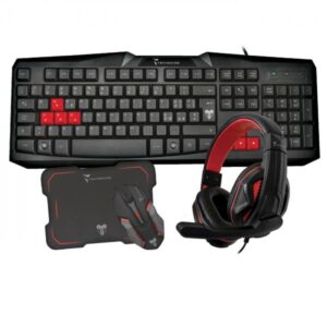 Techmade kit gaming tastiera usb mouse wireless 3.200 dpi cuffia gaming 1 x jack 3.5 mm tappetino mouse nero rosso