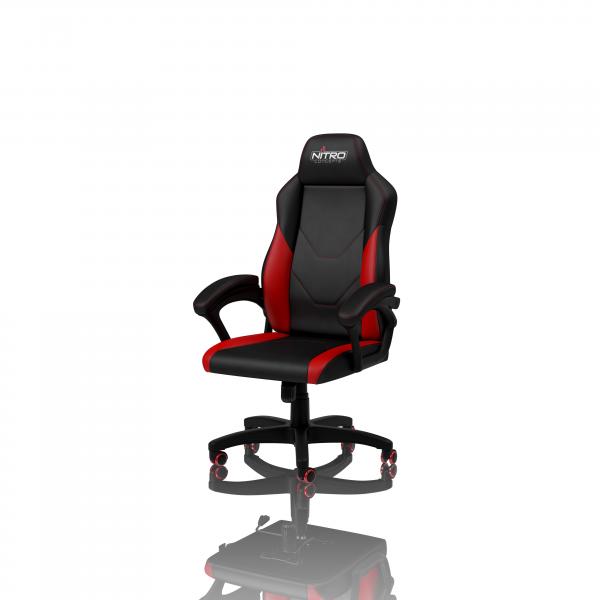 Nitro concepts c100 sedia gaming per pc seduta imbottita pelle sintetica pu nero rosso