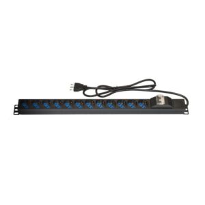 Link multipresa verticale a 12 porte per armadi rack con interruttore magnetotermico