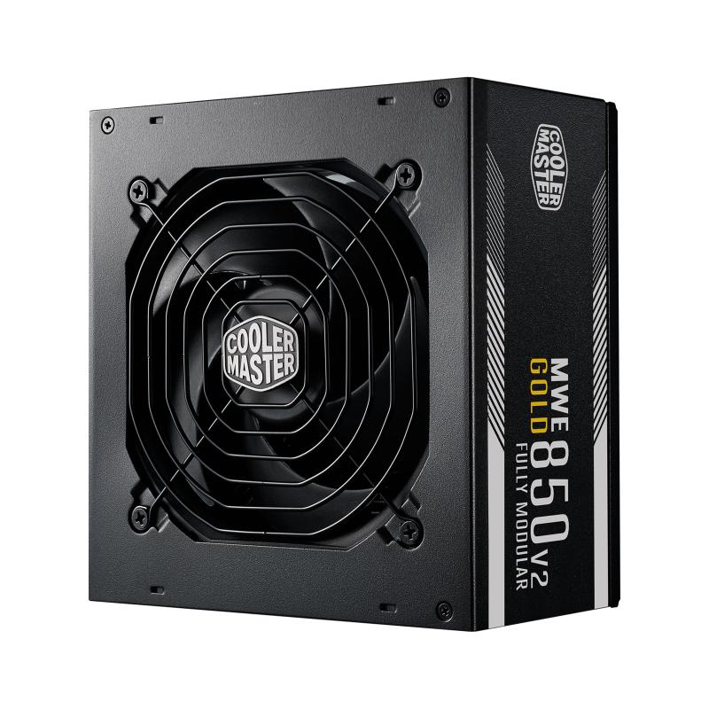 Cooler master mwe 850 gold v2 alimentatore completamente modulare (spina ue) - alimentatore 80 plus gold da 850w, cavi piatti neri, ventola hdb da 120mm, soglia alta temperatura