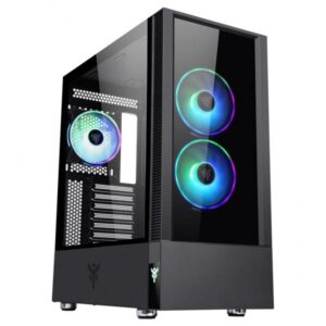 Itek vertibra q210 middle tower gaming atx micro atx mini-itx frontale È laterale in vetro temperato 2xusb3 4x12cm ventole argb black