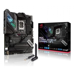 Asus rog strix z690-f gaming scheda madre atx, intel z690, lga1700, ddr5, pci 5.0, wifi 6e(802.11ax), intel i225-v 2.5gb lan, rog supremefx 7.1, 4xm.2, 6xsata 6gb-s, aura sync rgb, nero