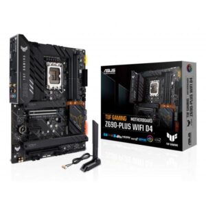 Asus tuf gaming z690-plus wifi d4 scheda madre gaming atx, intel z690, lga1700, ddr4, pci 5.0, 14+1 fasi alimentazione, 2.5gb lan, wifi 6, realtek 7.1 sorround, 4xm.2, sata 6gb-s, aura sync rgb, nero