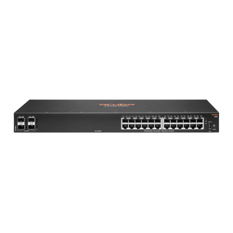 Hpe aruba 6100 24g 4sfp+ switch gestito l3 24 x 10/100/1000 + 4 x 1 gigabit / 10 gigabit sfp+ montabile su rack