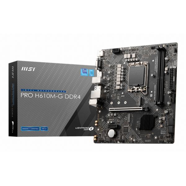 Msi pro h610m-g ddr4, scheda madre micro-atx - supporta i processori intel 12th gen core, lga 1700-2 x dimm (3200mhz), 1x slot pcie 4.0 x16, 1 x m.2 gen3, intel 1g lan, hdmi 2.1, dp 1.4 e vga