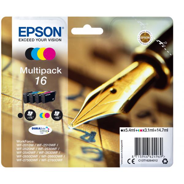 Epson 16 serie penna, cartuccia originale getto d`inchiostro durabrite ultra, formato standard, multipack 4 colori