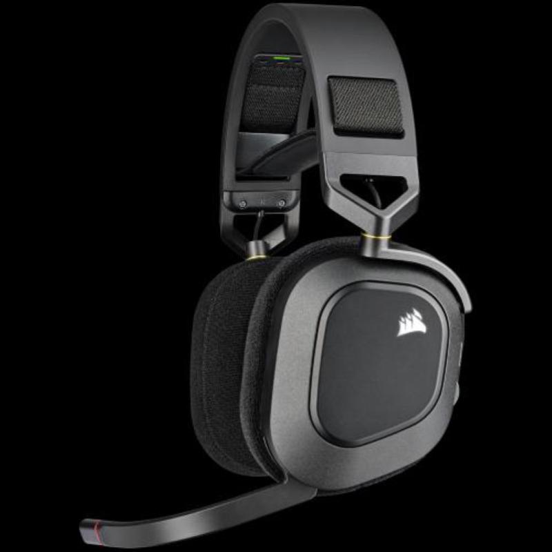 Corsair hs80 rgb wireless gaming headset premium con audio dolby atmos bassa latenza microfono omnidirezionale carbon