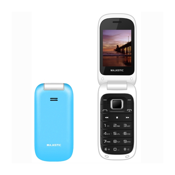 Majestic tlf lucky 48 flip umts 2.4 telefono umts display a colori fotocamera tasto sos radio italia celeste