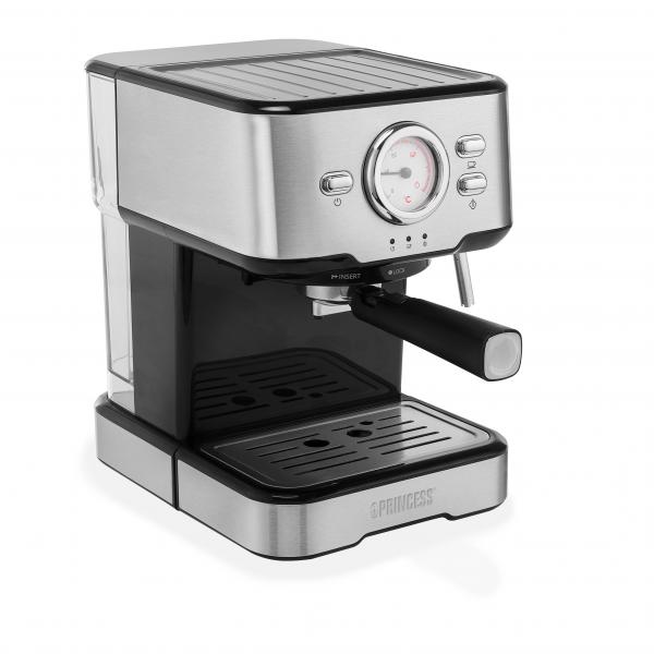 Princess 249412 macchina caffe` compatibile con caffe` macinato e capsule nespresso capacita` 1,5 litri pompa da 20 bar acciaio inox