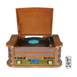 Majestic tt-34r giradischi retro` e juke box bluetooth cd usb aux-in cassetta con funzione autostop telecomando
