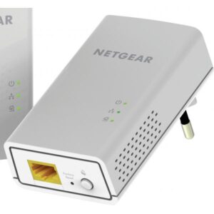 Netgear pl1000-100pes kit 2 adattatori ethernet rete elettrica 1gbps porta lan rj-45 10/100/1000 mbps portata max 500mt colore bianco