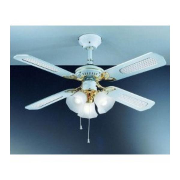 Perenz 7060b ventilatore da soffitto a 4 pale luce vetro satinato bianco