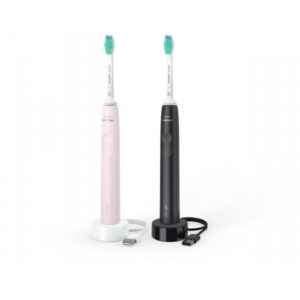 Philips spazzolino elettrico sonico serie 3000 kit nero-rosa