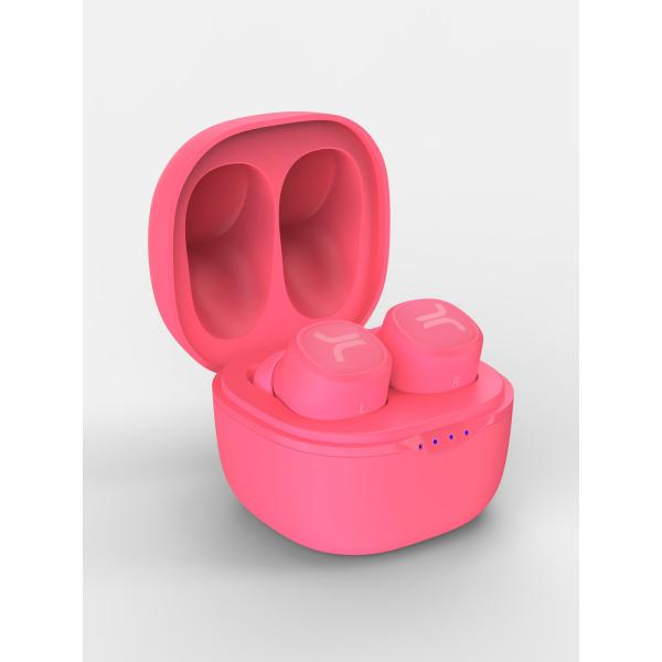 Wesc auricolari true wireless con custodia di ricarica con led 20 ore di riproduzione controlli touch resistenti all`acqua ipx6 pink
