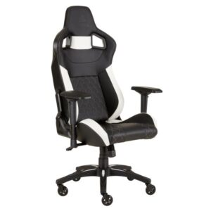 Corsair t1 race 2018 poltrona gaming telaio in acciaio schienale regolabile in pelle nero/bianco
