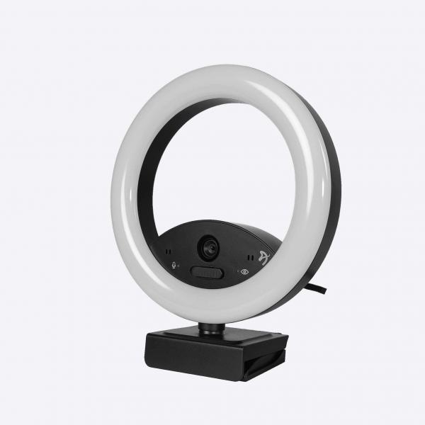 Arozzi occhio webcam true privacy con luce ad anello full hd 30 fps 2 mp doppio microfono black