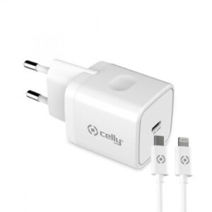 Celly tc1c20wlightwh carica batteria 20w usb-c bianco