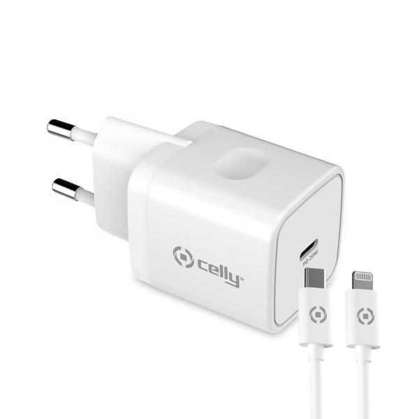 Celly tc1c20wlightwh carica batteria 20w usb-c bianco
