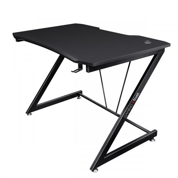 Trust gxt 711x dominus desk scrivania gaming ergonomica con supporto per cuffie e porta bicchiere nero