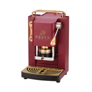 Faber pro mini deluxe macchina da caffÈ cialde 44mm 500w 15 bar 1.3lt +50 cialde cherry red ottone