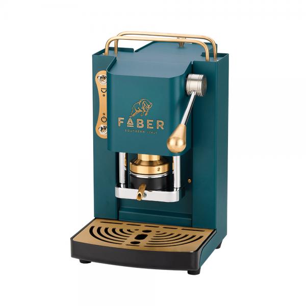 Faber pro mini deluxe macchina da caffÈ cialde 44mm 500w 15 bar 1.3lt +50 cialde british green ottone