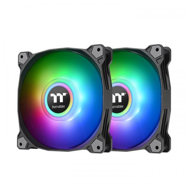 Thermaltake pure duo 14 kit 2 ventole argb sync con anello led pwm e controller argb black white