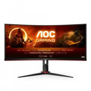 Aoc monitor 34`` led va curvo gaming cu34g2x - bk 3440x1440 wqhd tempo di risposta 1 ms frequenza di aggiornamento 144 (hz)