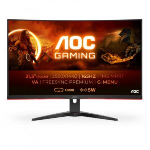 Aoc monitor gaming 31.5`` cq32g2se-bk 2560x1440 pixel 2k ultra hd tempo di risposta 1 ms frequenza di aggiornamento 165 (hz) nero-rosso
