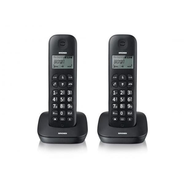 Brondi gala twin coppia di cordless ampio display 20 memorie id chiamante nero