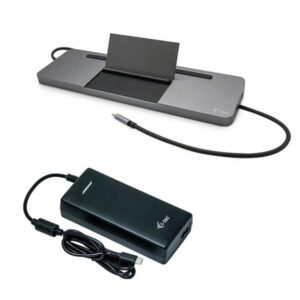 I-tec c31flatpro112w metal usb-c ergonomic 4k 3x display docking station con power delivery 85w e caricatore universale 112w