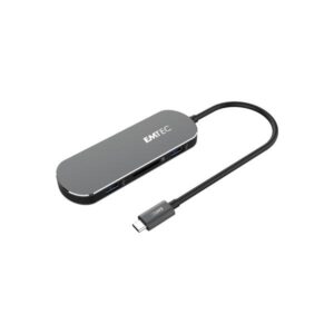 Emtec echubt650c hub usb type c con lettore si schede sd 3xporte usb -a 3.0 usb-c hdmi grey