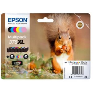 Epson 378xl multipack confezione da 6 59,7ml xl nero-ciano-ciano chiaro-magenta chiaro-magenta-giallo