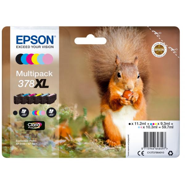 Epson 378xl multipack confezione da 6 59,7ml xl nero-ciano-ciano chiaro-magenta chiaro-magenta-giallo