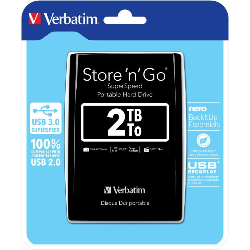 Verbatim hard disk usb3.0 2tb 2.5`` slim