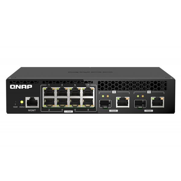 Qnap qsw-m2108r-2c switch gestito l2 - 8 x 2.5gbase-t + 2 x combo 10 gigabit sfp+/rj-45 poe desktop montabile su rack nero