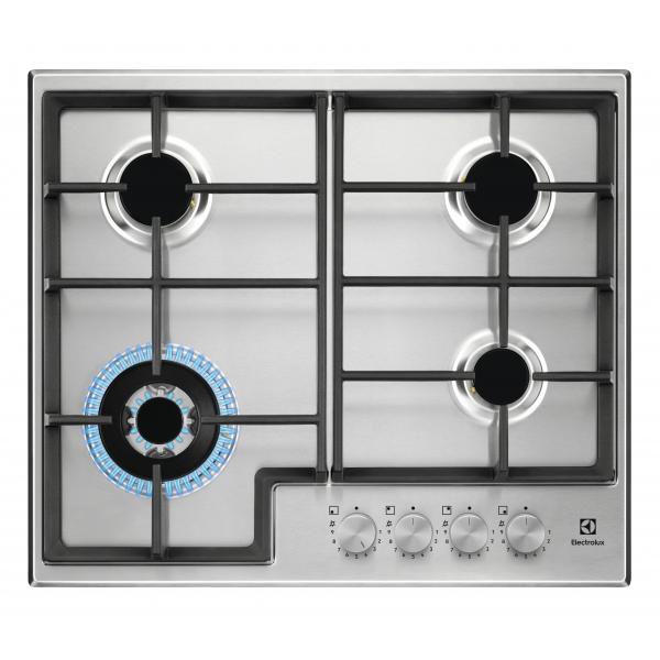 Electrolux egs64362x linea 300 slim line piano cottura a gas 4 zone steppower powerful burner 60cm inox