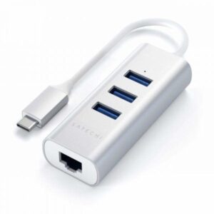 Satechi hub dock type c to usb 3.0-eth. slv silver 3p usb 3,0- 1 ethernet
