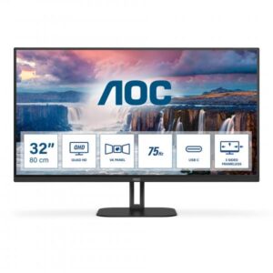 Aoc q32v5ce/bk 32 w-led quad hd 16:9 1 ms usb-c hdmi displayport vesa 100 x 100 2560 x 1440 black