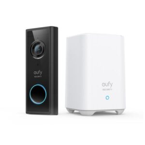 Eufy security, videocitofono wireless con risoluzione 2k, audio bidirezionale, semplice auto-installazione + homebase 2 eu uk plug nero-bianco