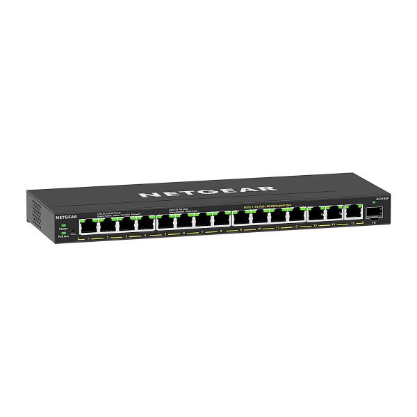 Netgear gs316ep-100pes switch gestito 15 x 10/100/1000 (poe+) + 1 x sfp poe+ (180 w)