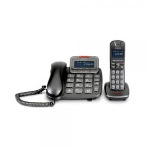 Emporia th21abb set composto da telefono con filo e cordless dect display illuminato segreteria telefonica numeri grandi vivavoce compatibile con apparecchi acustici hac nero