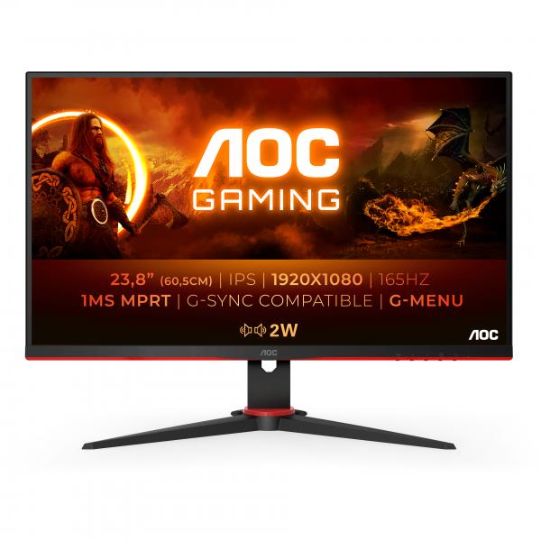 Aoc 24g2spu-bk monitor pc 23.8`` 1920x1080 pixel full hd nero-rosso