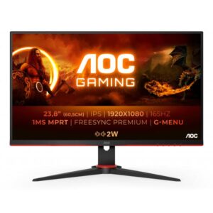 Aoc 24g2spae/bk gaming 23.8 led ips full hd 16:9 165 hz 1 ms hdmi displayport altoparlanti incorporati nero rosso