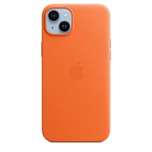 Apple cover con magsafe in pelle arancione per iphone 14 plus