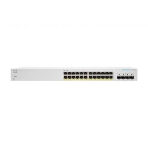 Cisco business 220 series cbs220-24fp-4x switch gestito l2 - 24 x 10/100/1000 (poe+) + 4 x 10 gigabit sfp+ (uplink) - poe+ (382 w) montabile su rack bianco
