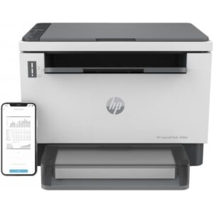 Laser tank 1604w 381l0a, stampante multifunzione con serbatoio toner integrato a ricarica rapida, stampa fronte e retro manuale in bianco e nero, 22 ppm, scansione a4, wi-fi, usb, hp smart, bianca