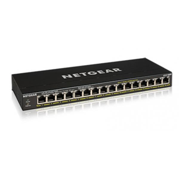 Netgear gs316pp non gestito gigabit ethernet 10-100-1000 supporto power over ethernet nero