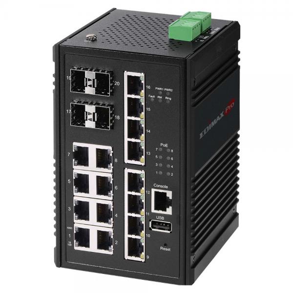 Industrial 16port gigabit 8poe+ managed switch 4 sfp slots